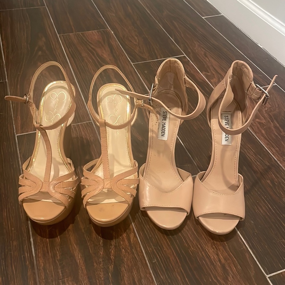 Steve Madden nude heel size 8 and Jessica simpson wedge size 8